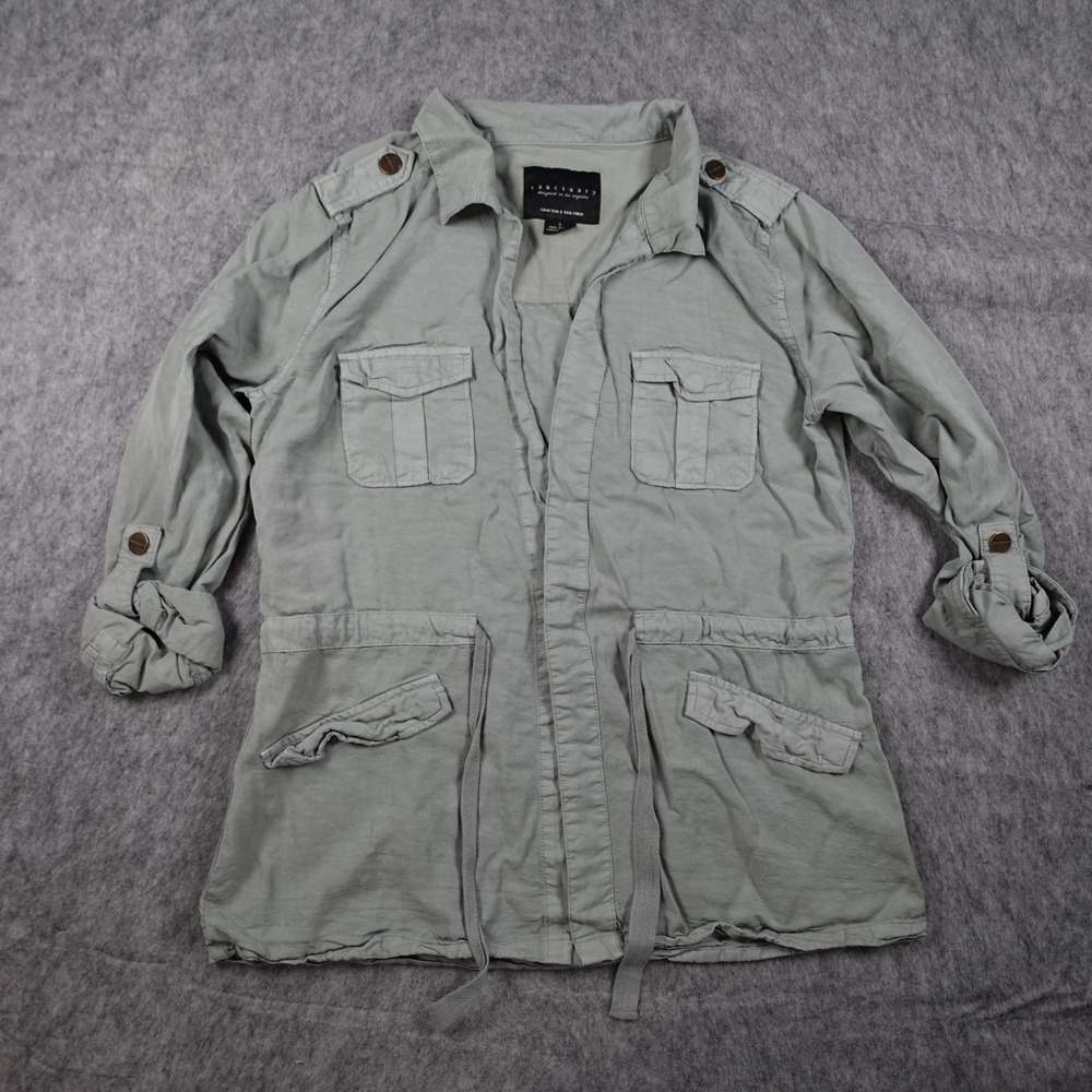 Sanctuary Jacket Women Small Green Utility Military Cargo Field Drawstring Waist